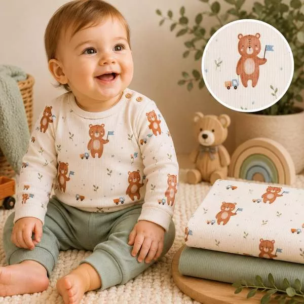 Ribjersey Bär mit Spielzeugauto 7162 schmale Rippen