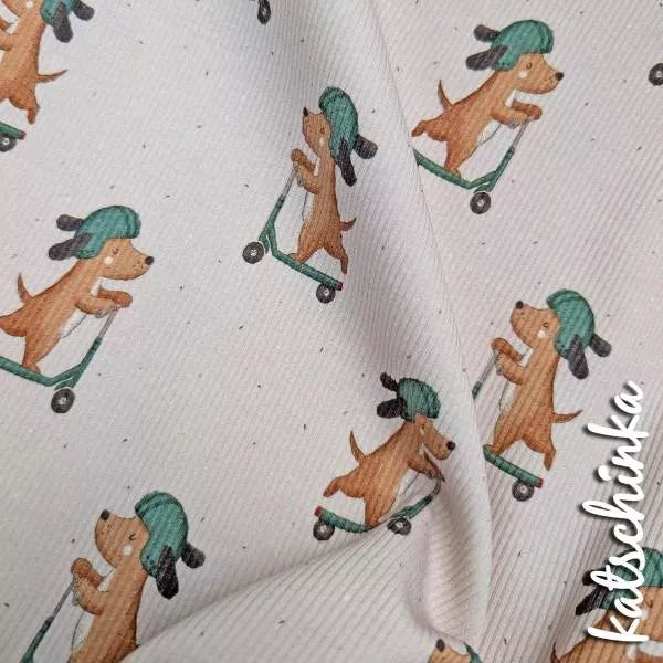 Ribjersey Hund mit Scooter 7164 schmale Rippen