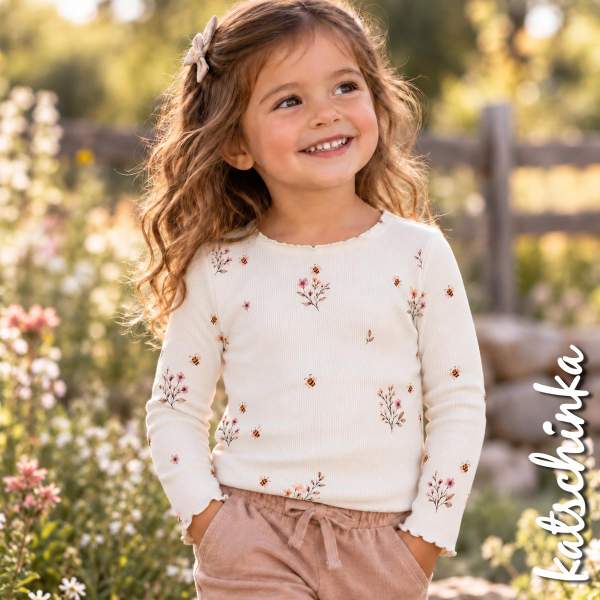 Ribjersey Bienchen und Blume 7197 schmale Rippen