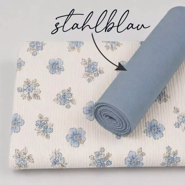 Ribjersey blaue Blumen 7175 schmale Rippen