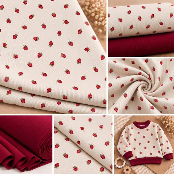 Ribjersey Fruchtgenuss Erdbeeren 7192 schmale Rippen - Kopie
