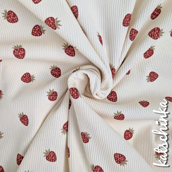Ribjersey Fruchtgenuss Erdbeeren 7192 schmale Rippen - Kopie