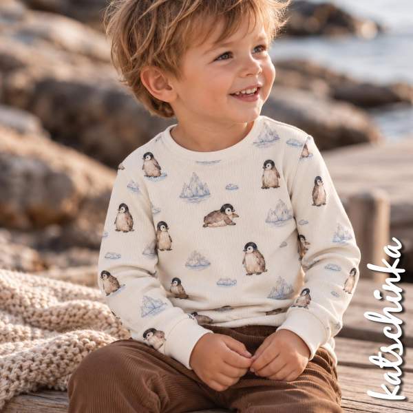 Ribjersey Pinguine auf Eisblock 7187 schmale Rippen