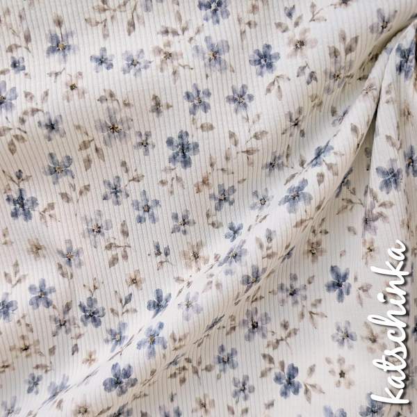 Ribjersey Wildblüte stahlblau 7189 schmale Rippen