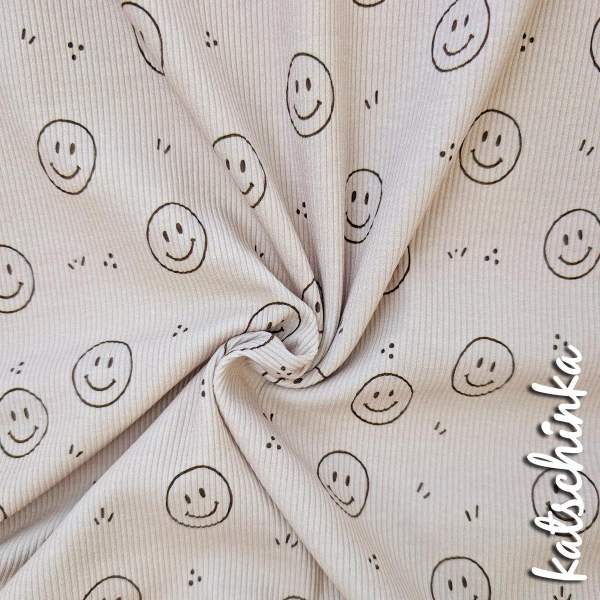 Ribjersey Smiley dunkelbeige 1015 schmale Rippen