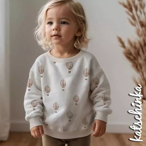 Kinderpullover aus Rippenjersey mit Motiv – weicher Ribjersey Stoff für Kinderkleidung in hellblau