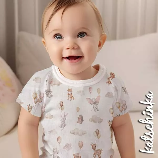 Kinderpullover aus Rippenjersey mit Motiv – weicher Ribjersey Stoff für Kinderkleidung in hellblau