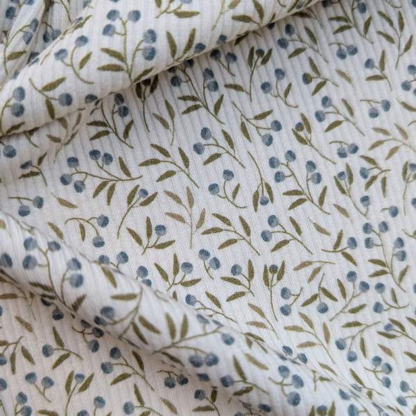 Ribjersey Blaubeerpflanze beige 780 schmale Rippen