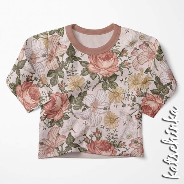 Ribjersey Englisch Garden - peach Rippjersey schmale Rippen