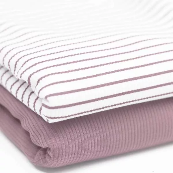 Rippstrick Jersey Streifen - altrosa 009