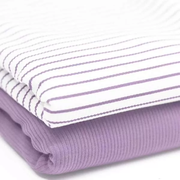 Rippstrick Jersey Streifen - flieder 007