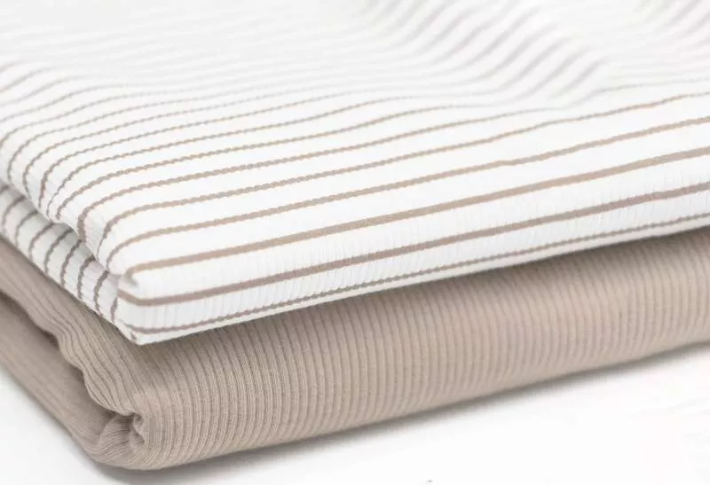 Rippstrick Jersey Streifen - hellbeige 001