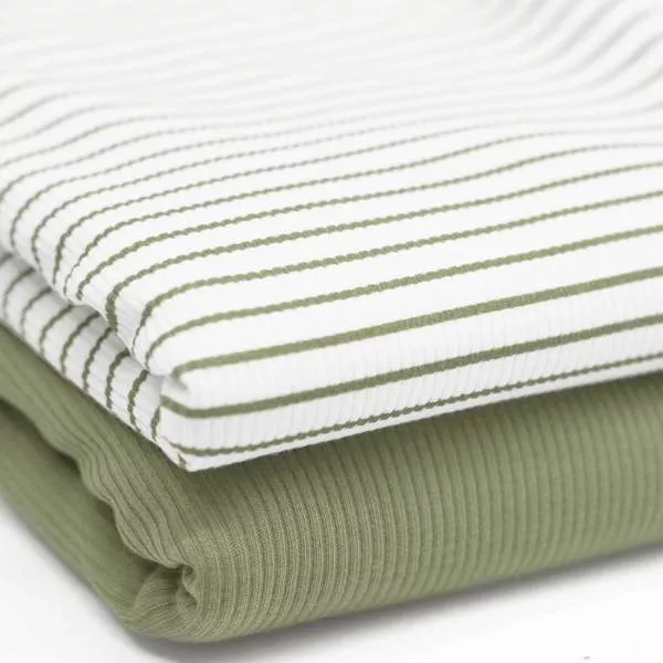 Rippstrick Jersey Streifen - zartes olive 006