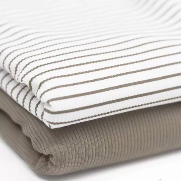 Rippstrick Jersey Streifen - warmes taupe 005