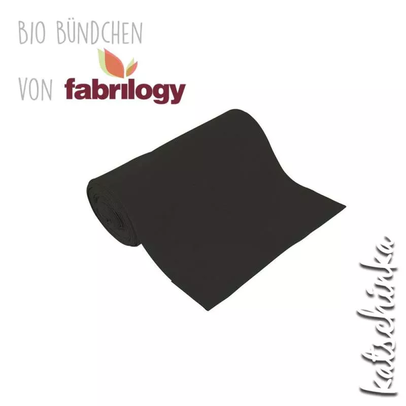 Bio Bündchenstoff schwarz – formstabiler Bio Bündchenstoff mit feiner Struktur