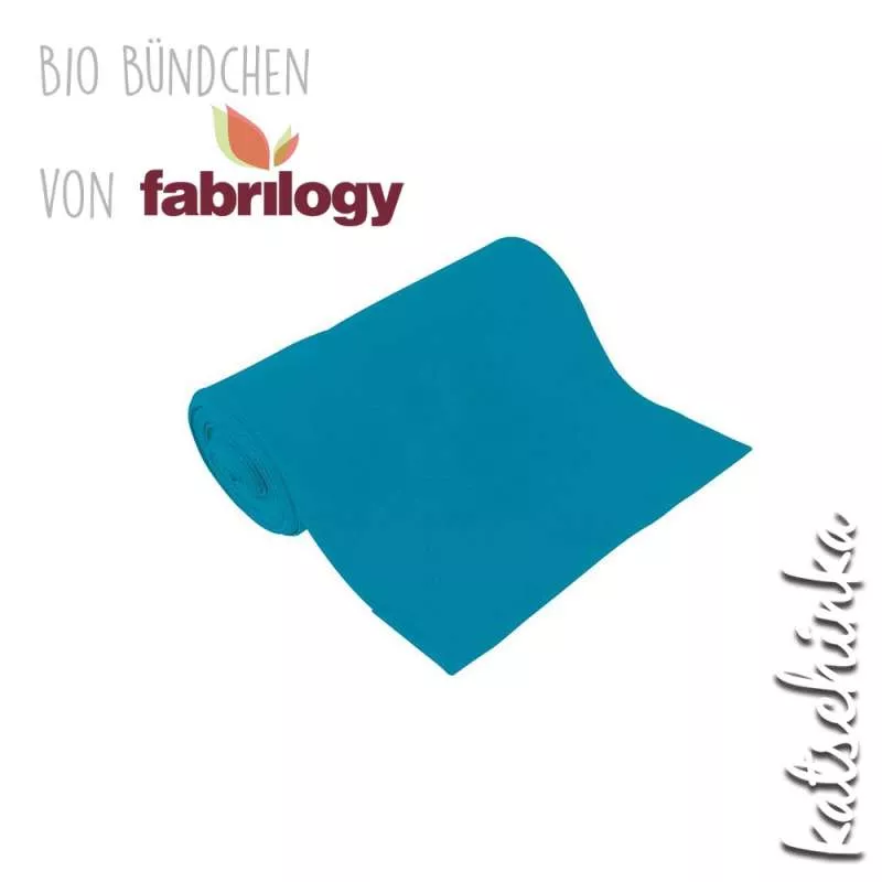 Bio Bündchenstoff tuerkisblau – formstabiler Bio Bündchenstoff mit feiner Struktur