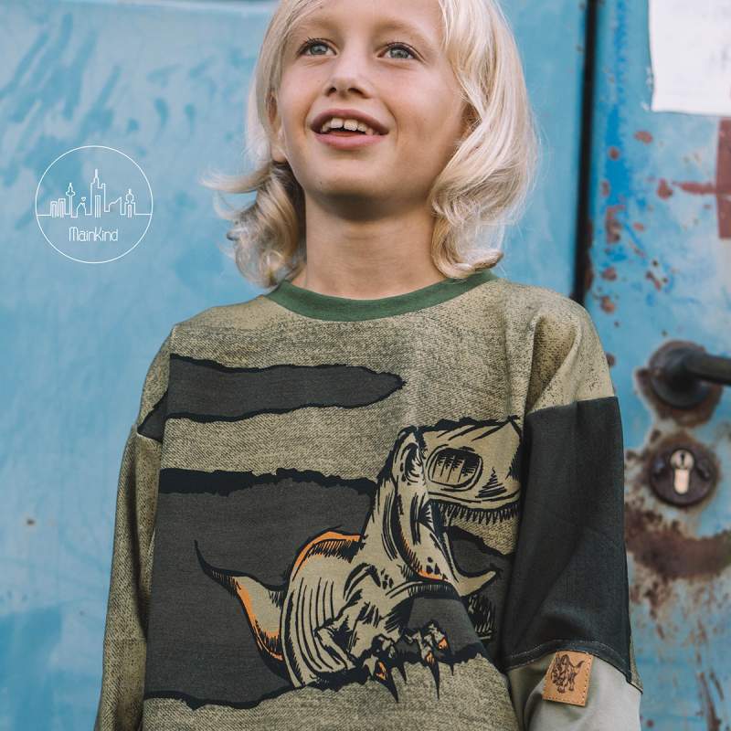 Bio Sommersweat DinoPower - Panel olive