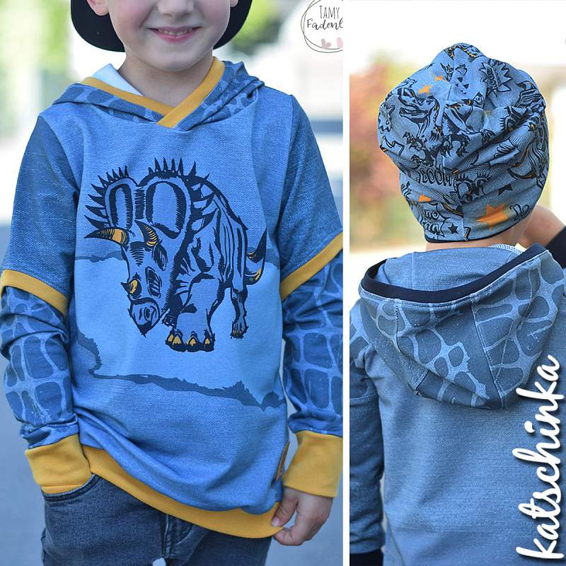 Bio Sommersweat DinoPower - Panel dusty blue