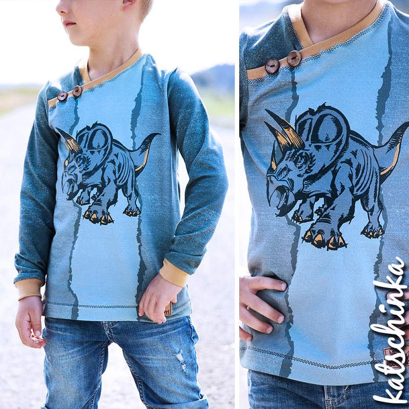 Bio Sommersweat DinoPower - Panel dusty blue
