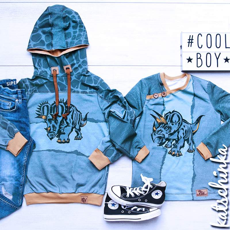 Bio Sommersweat DinoPower - Panel dusty blue