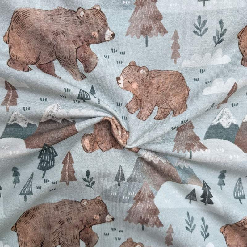 Baumwolljersey mit Igelmotiv – niedliche Igel mit Pusteblumen auf hellblauem Hintergrund