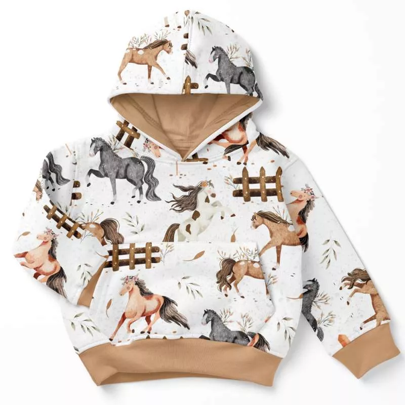 Bio Baumwolljersey wilde Pferdewiese 0061 Kinderstoff – Jersey Meterware