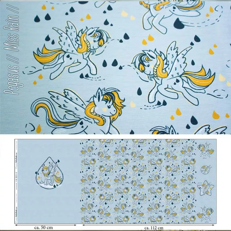 Bio Jersey Stoff Pegasus Rain Panel – Kinderjersey Meterware