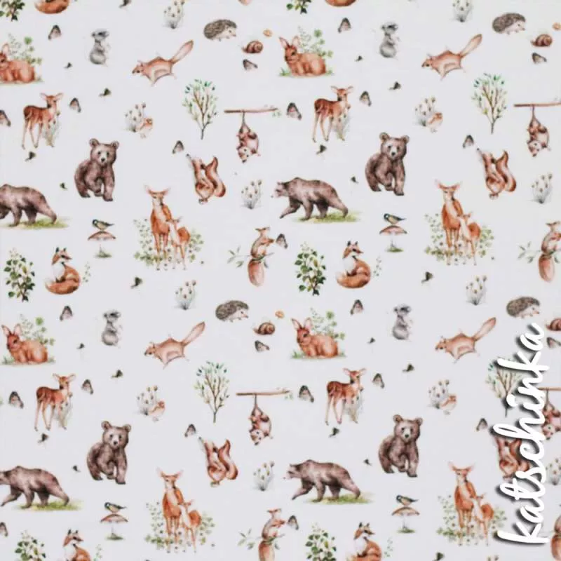 Bauernhof Jersey Stoff in Aquarelloptik mit Tieren – weicher Baumwolljersey Meterware für DIY Nähprojekte