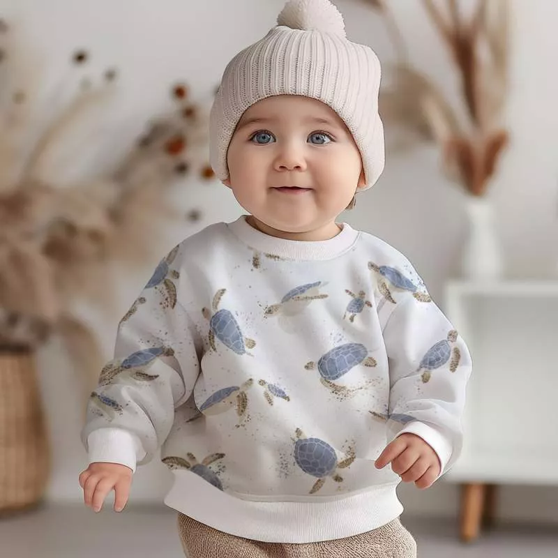 Baumwolljersey „Aquarel Schildkröten 0041“ – Kinderstoff mit Schildkröten| Jersey Meterware für Baby- & Kinderbekleidung