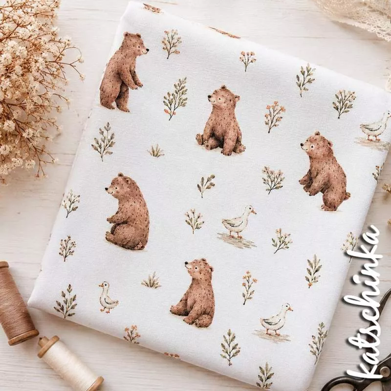 Jersey Stoff Bär und Ente 6478 – Bärenstoff als Meterware