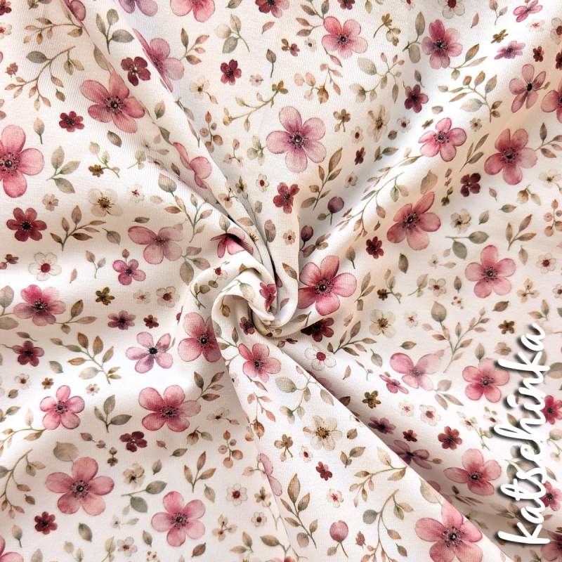 Jersey Baumwollstoff Beerenblüte 6475 – Blumenstoff als Meterware