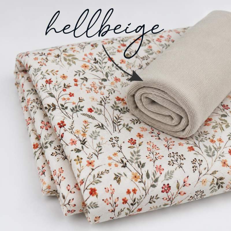 Jersey Baumwollstoff Blümchen mit Zweigen 6301 – Blumenstoff als Meterware