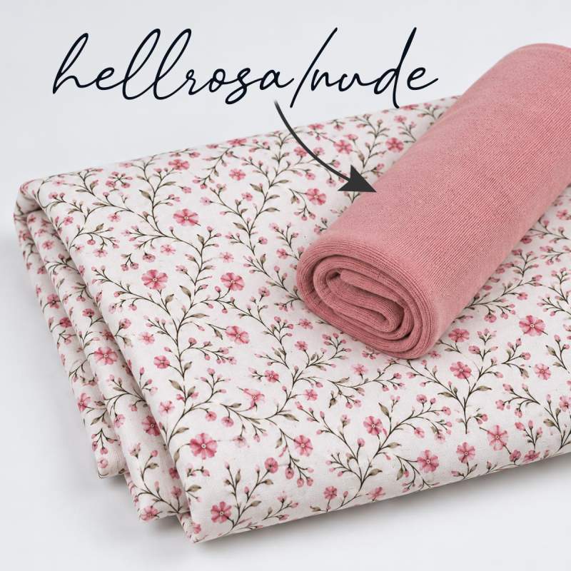 Jersey Baumwollstoff Nelkenranken 6467 – Blumenstoff als Meterware