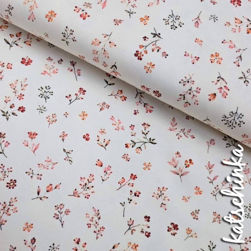 Jersey Baumwollstoff süße Blumenzweige 6481 – Blumenstoff als Meterware
