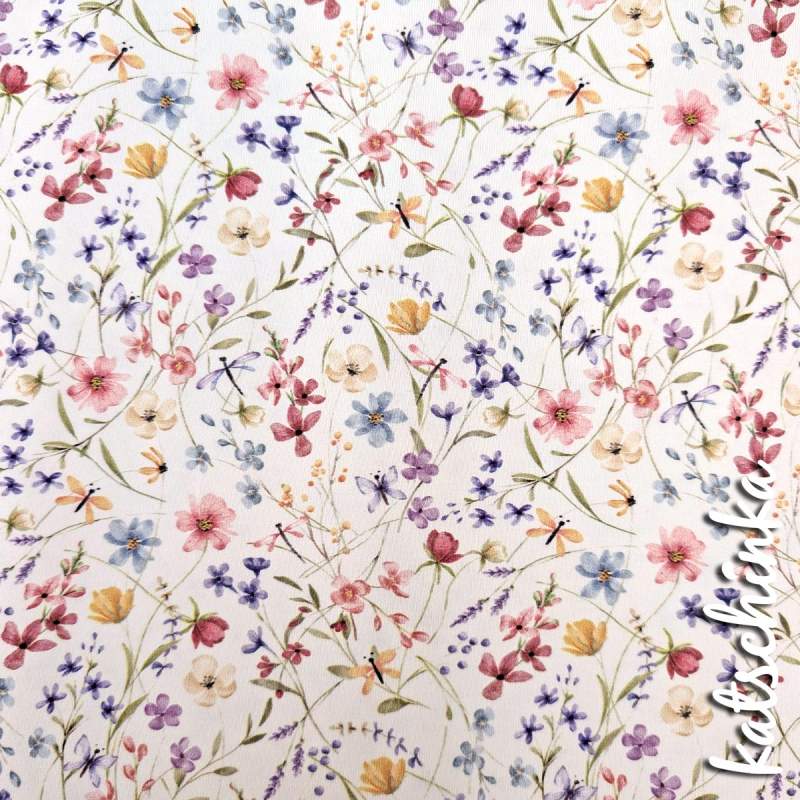 Jersey Baumwollstoff Wildblumen 6472 – Blumenstoff als Meterware