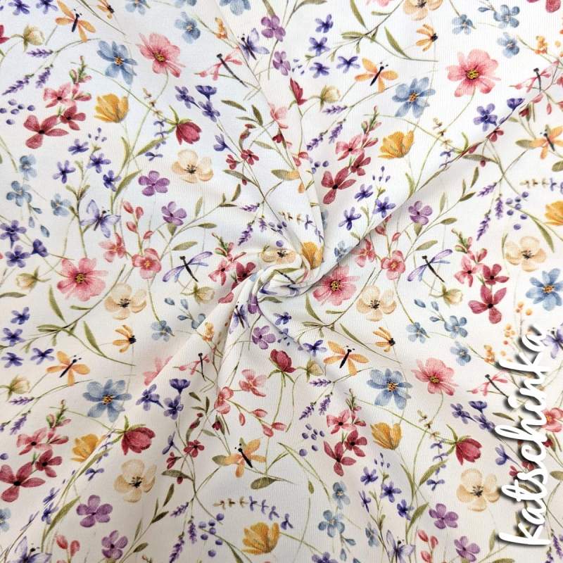 Jersey Baumwollstoff Wildblumen 6472 – Blumenstoff als Meterware
