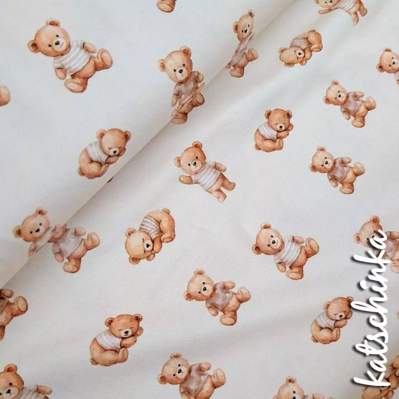 Jersey Stoff Teddybär beige 6470 – Bärenstoff als Meterware
