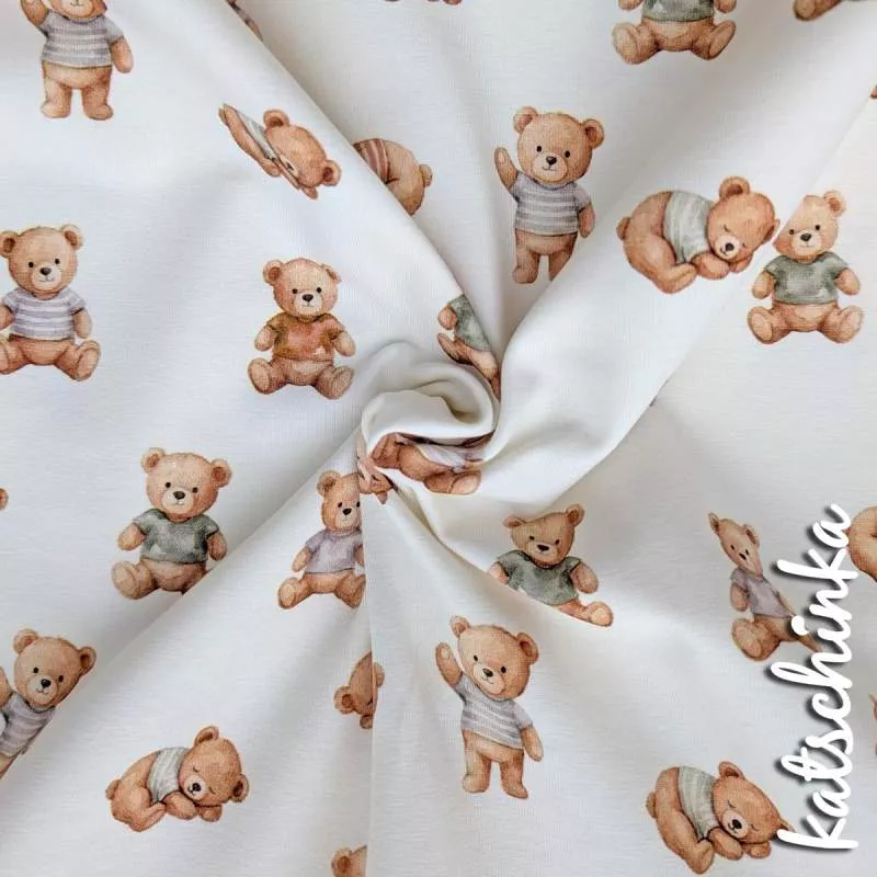 Jersey Stoff Teddybär ecru 6471 – Bärenstoff als Meterware