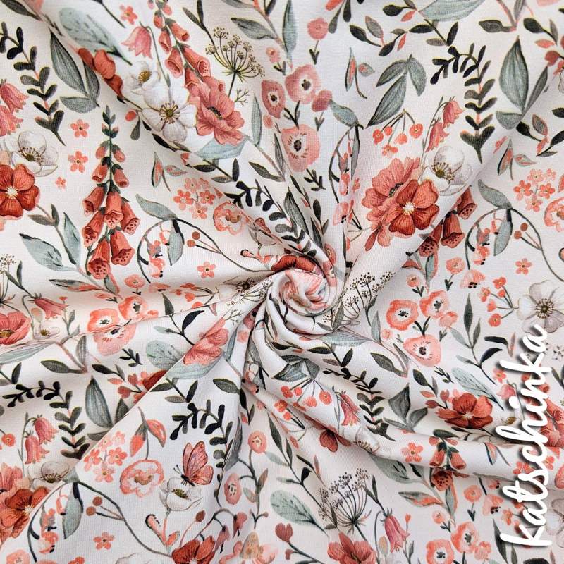 Jersey Baumwollstoff Fingerhutblume 6474 – Blumenstoff als Meterware