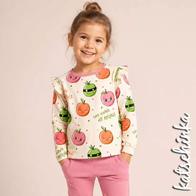 Bio Baumwolljersey Apfelpower 6473– Jersey Meterware Kinderstoff zum Nähen
