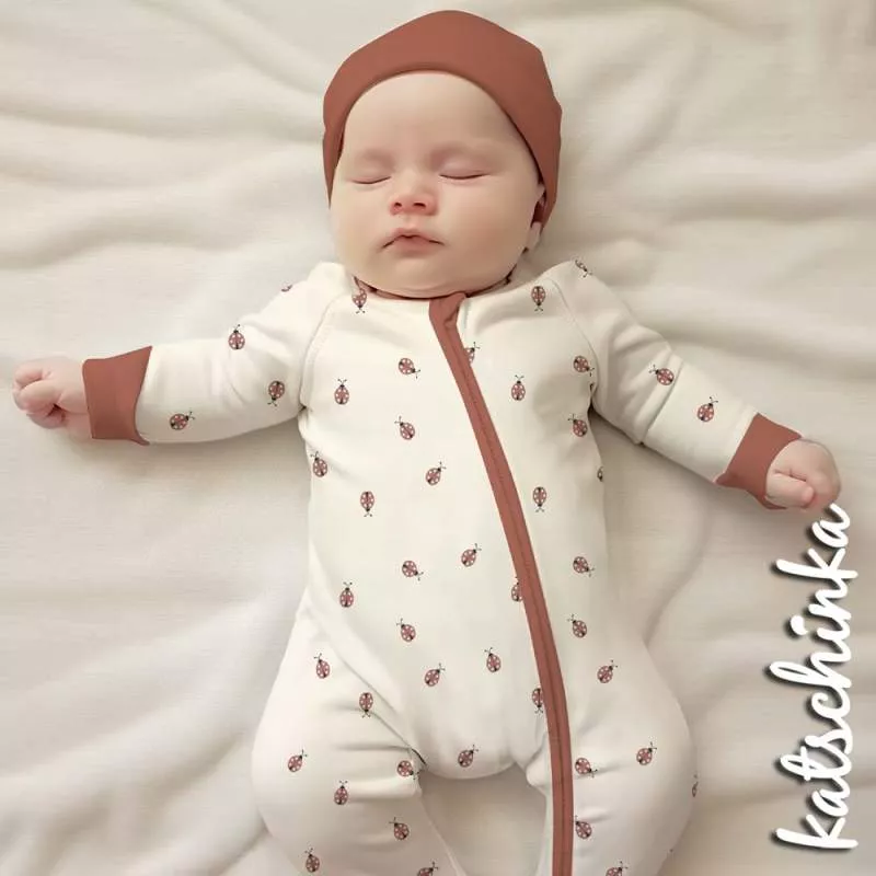 Marienkäfer Jersey Stoff in Aquarelloptik – weicher Baumwolljersey Meterware für DIY Nähprojekte