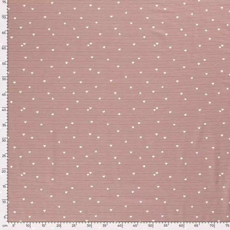 Baumwolljersey Kinderstoff Little Hearts Rosé 1703 – Jersey mit Herzen und Streifen | Meterware