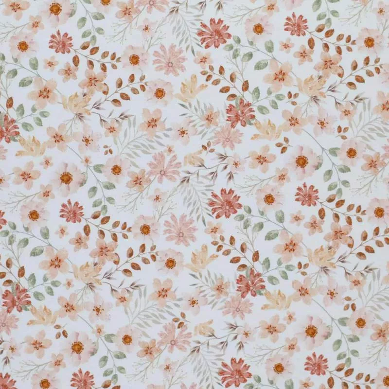 Baumwollstoff Blumen Pastell – Zarter Blütenstoff in Rosé & Beige | Meterware