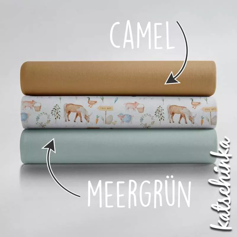 Traktor Jersey Stoff in Aquarelloptik – weicher Baumwolljersey Meterware für DIY Nähprojekte