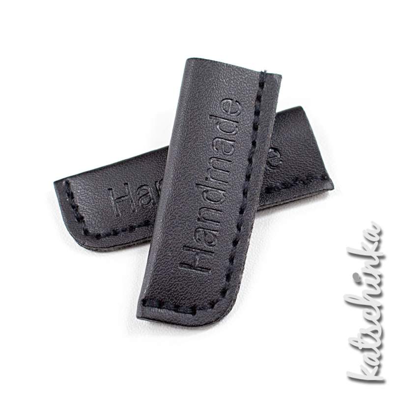 Kunstleder Kordelende HANDMADE | schwarz groß 2er | 8-10mm