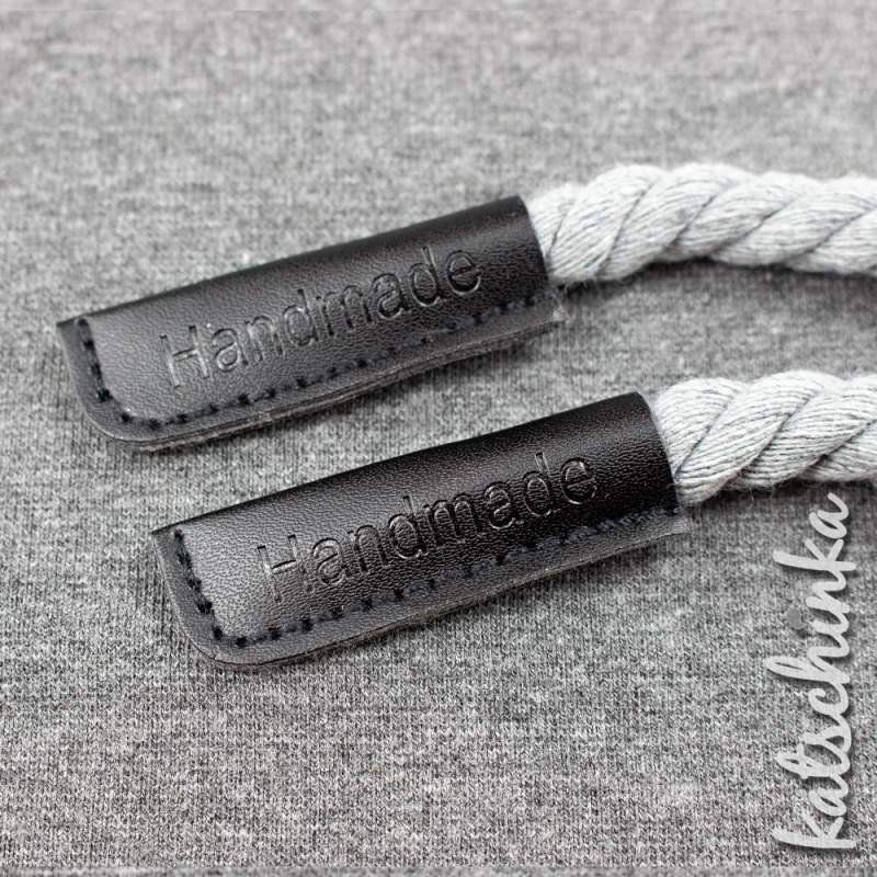 Kunstleder Kordelende HANDMADE | schwarz groß 2er | 8-10mm