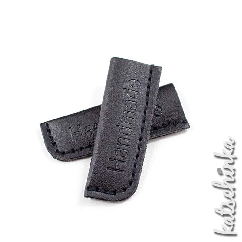 Kunstleder Kordelende HANDMADE | schwarz klein 2er | 5-8mm
