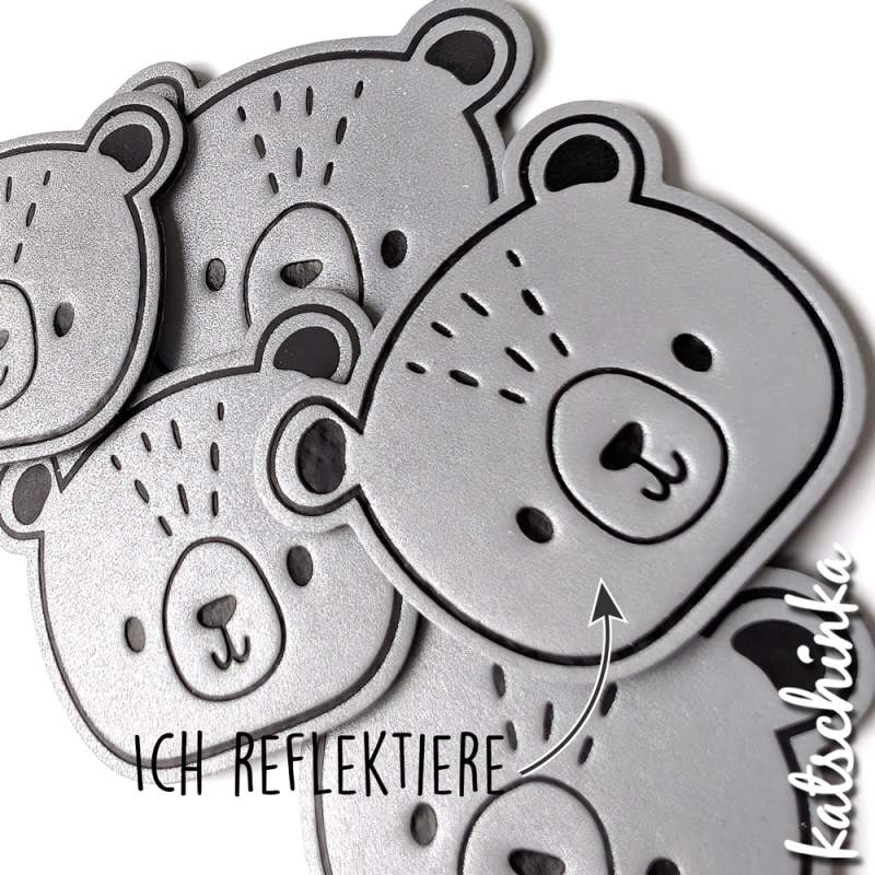 Reflektierendes Kunstleder Label - kleiner Bär