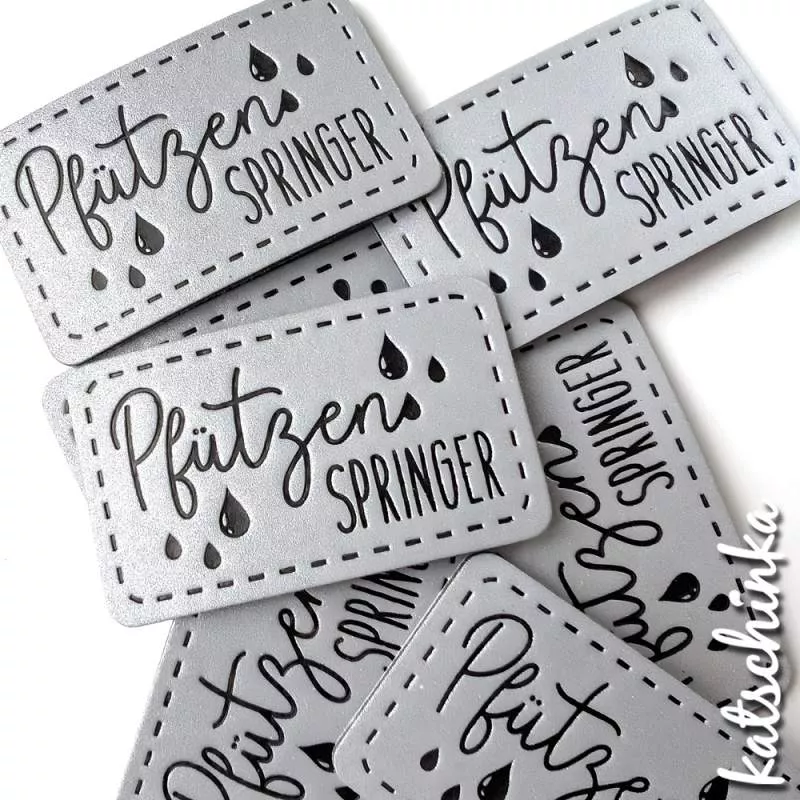 Reflektierendes Kunstleder Label - Pfützen Springer