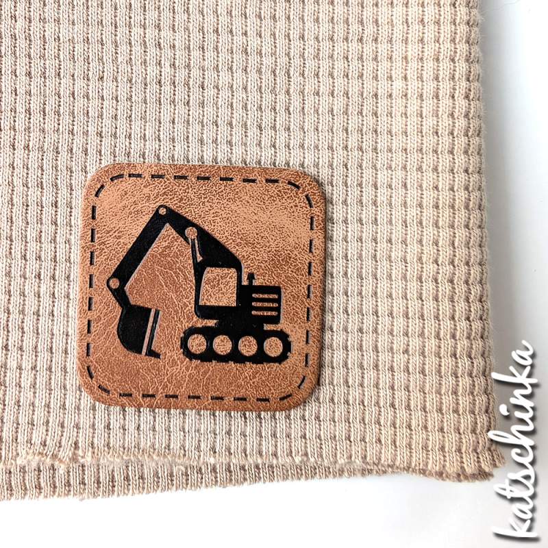 Kunstleder Label aufbügelbar / Aufnäher - Bagger